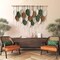 Large Macrame Wall Hanging Boho Woven Tapestry with Leaf and Feather Design, Handmade Modern Bohemian Wall Art for Apartment, Dorm, Living Room, Bedroom, or Nursery, 39"W x 29.5"L